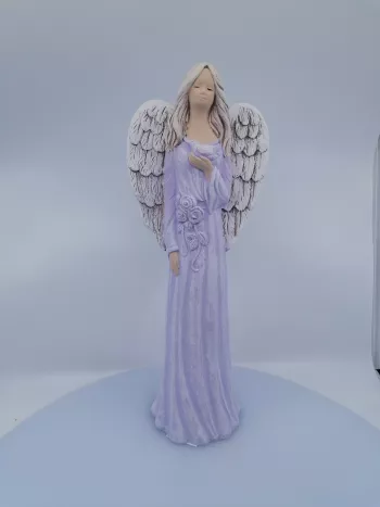 Sadrový anjel dekoračný, fialový