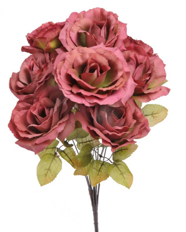 Kytica ruží, ružovo - červená, 9 kvetov v kytici