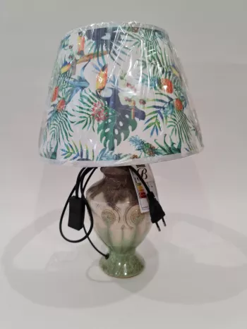Lampa, dekorovaná, keramická, svetlá s farebným dekorom, 40 cm
