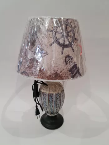 Lampa, dekorovaná, keramická, s námorníckym dekorom, 50 cm