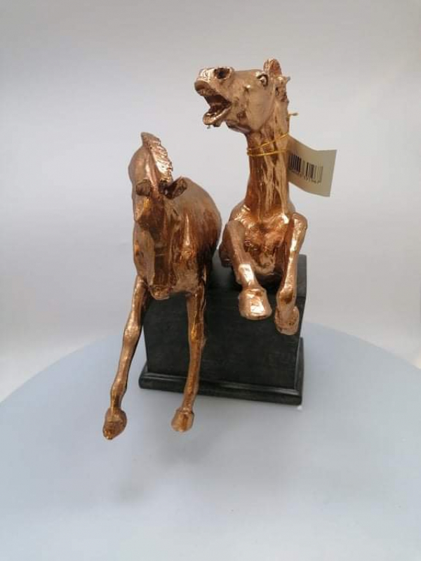 Soška, dekoračná, kone, bronzová, 31x23x16 cm