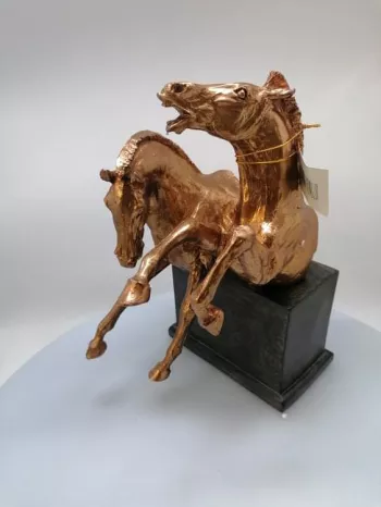 Soška, dekoračná, kone, bronzová, 31x23x16 cm