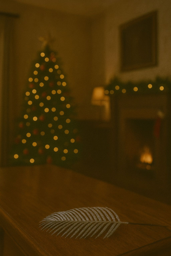 Vianočná dekorácia pierko, strieborná, 34 cm