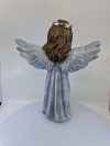 Dekoračný svietiaci anjel modliaci, modro-sivý, 40x26 cm