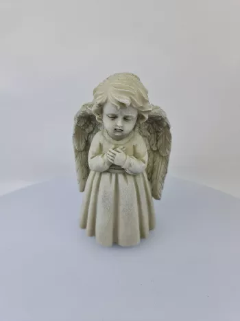 Dekoračný anjel, krémový, 17x10 cm