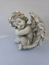 Dekoračný svietiaci anjel spiaci, sivý, 20x17x20 cm