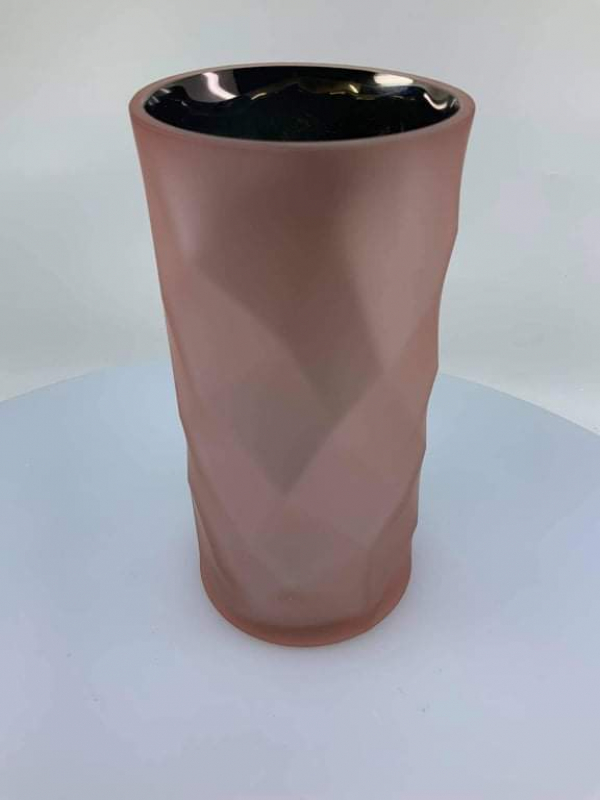 Sklenená váza, ružová, 20x10cm