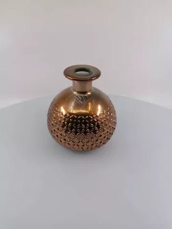 Dekoračná váza, sklenená, medená farba, 11x12 cm