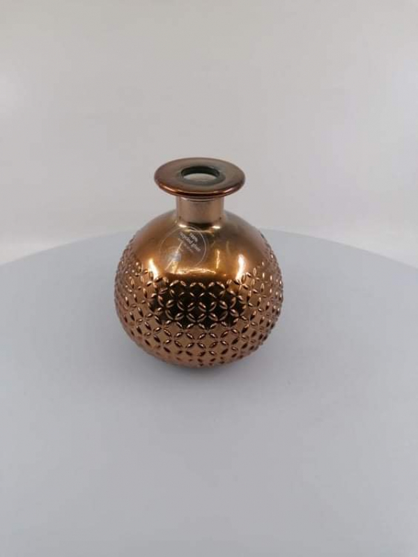 Dekoračná váza, sklenená, medená farba, 11x12 cm