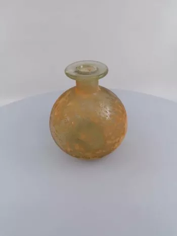 Dekoračná váza, sklenená, oranžová farba, 11x12 cm
