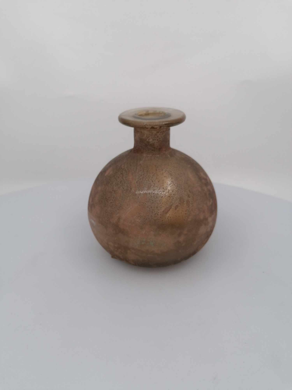 Dekoračná váza, sklenená, hnedá farba, 11x12 cm