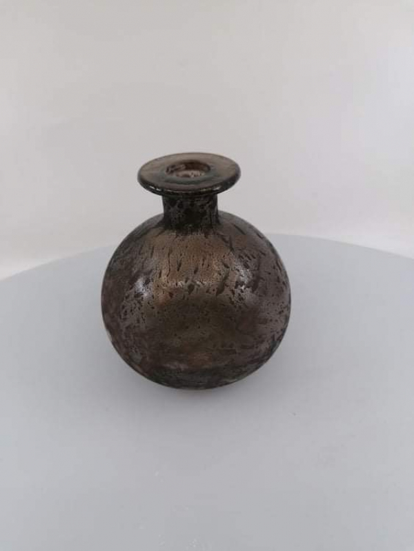 Dekoračná váza, sklenená, tmavá farba, 11x12 cm