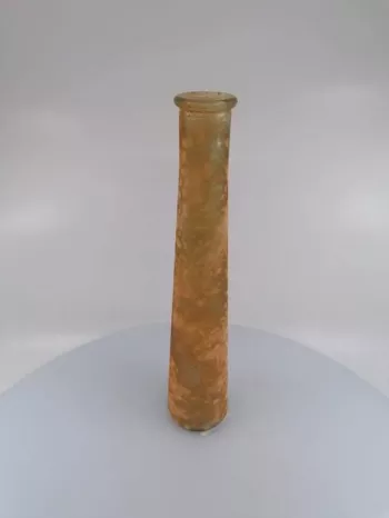 Dekoračná váza, sklenená, oranžová farba, 7x32 cm