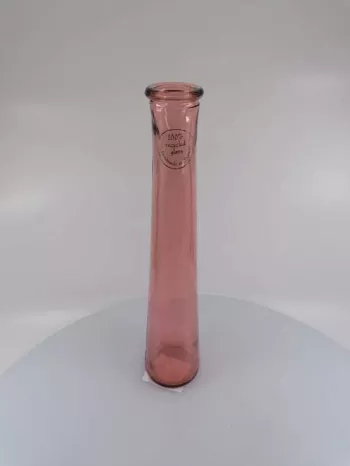 Dekoračná váza, sklenená, ružová farba, 7x32 cm