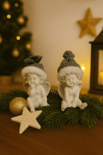 Anjelik s čiapkou, biely, 8x4x4cm