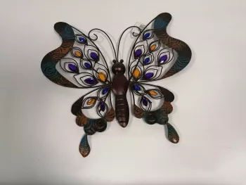 Kovový motýľ záveska 41x40cm