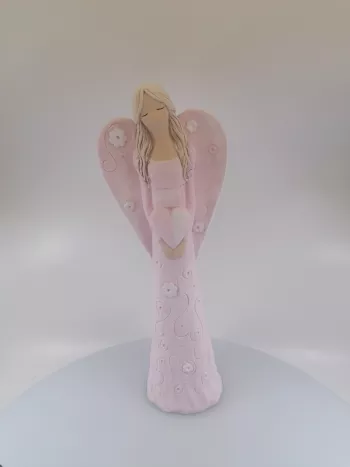 Dekoračný anjel sadrový 135 - ružový
