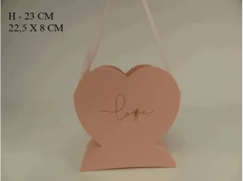 Flowerbox, srdce, ružový závesný, 22,5x8x23 cm