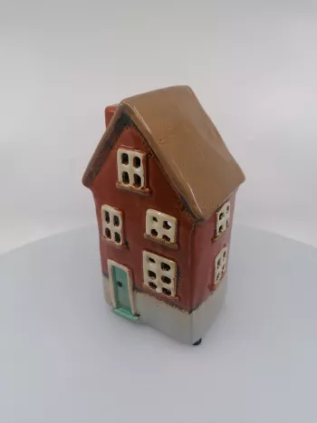 Keramický tehlový domček - svietnik