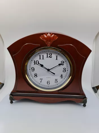  Drevené stolové hodiny, hnedé, 31x35x11 cm
