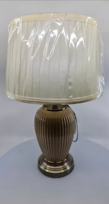 Lampa, stolová, keramická, hnedá, 48 cm
