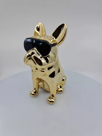 Pokladnička, pes, zlatá, 12x18x25,5 cm