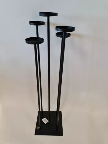 Svietnik, kovový, čierny, na 5 klasických sviečok, 25x25x94 cm