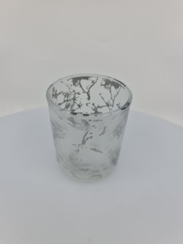 Svietnik, sklenený, dekorovaný, 8,5x10 cm