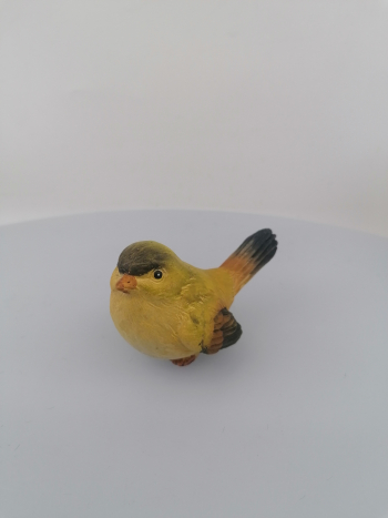 Žltý dekoračný vtáčik  5x5x7cm