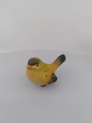 Žltý dekoračný vtáčik  5x5x7cm