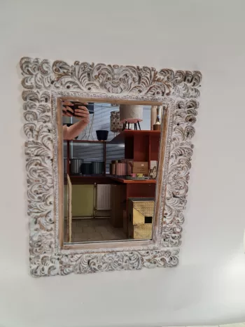 Zrkadlo, rám imitácia dreva, svetlohnedé, 85x64x3 cm