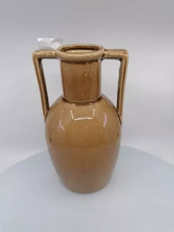 Keramická váza v tvare džbánu, hnedá, lesklá, 25,5x14 cm