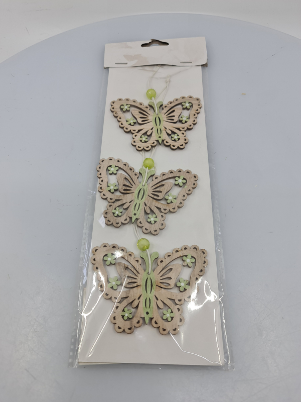 Závesná ozdoba motýľ, hnedozelená, 9 cm