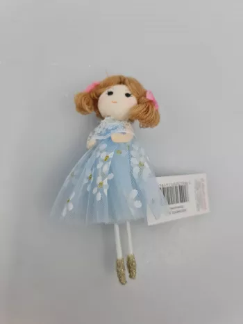 Závesná ozdoba bábika, modrá, 14 cm