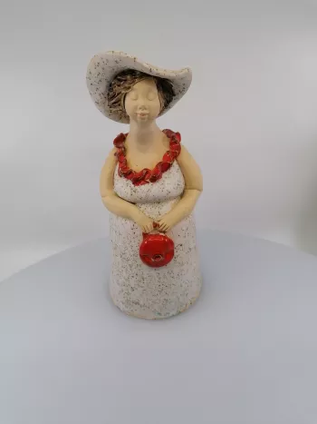 Keramická dekoračná dáma s klobúkom