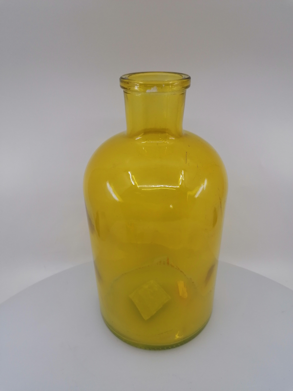 Sklenená váza žltá 14x27cm