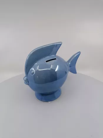 Svetlo-modrá rybka pokladnička 19x10x17cm