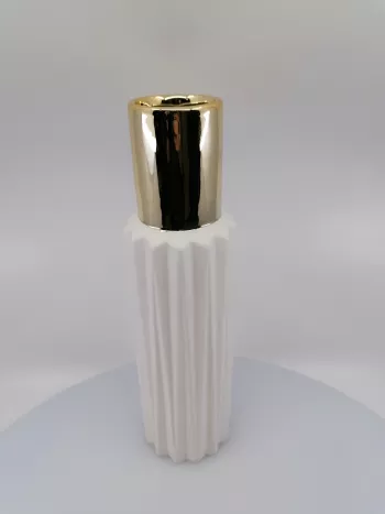 Keramická váza 32,5x9cm, zlato-biela