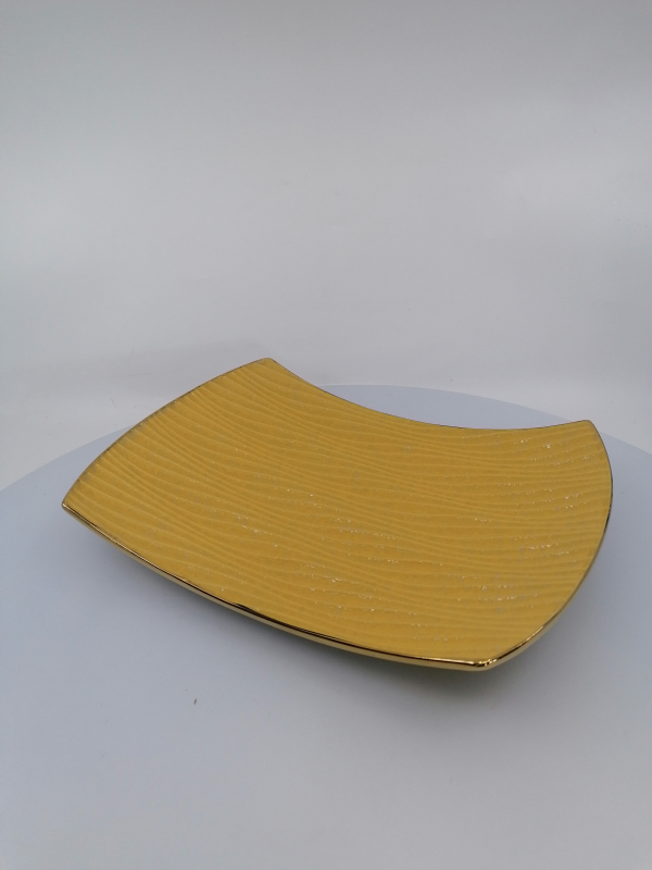 Keramický tanier žltý 4x26x20cm