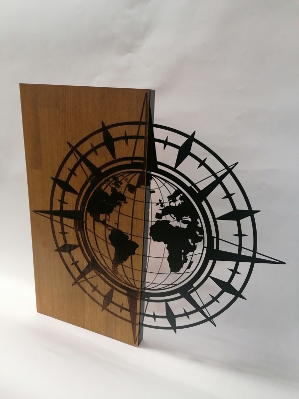 2 dielny drevený obraz zemegule 