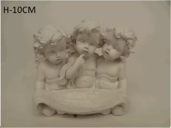Dekoračná soška troch anjelikov, biela, 10 cm