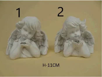 Dekoračná soška sediaceho anjelika, biela, 11 cm, 2 typy