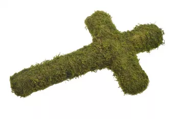 Machový kríž, zelený, 42 cm