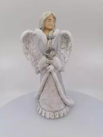 Anjelik, sivo - biely, 33x15 cm