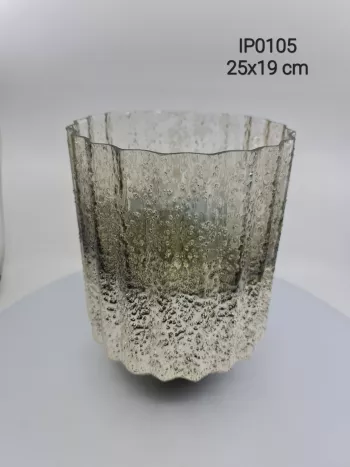 Váza, sklenená, svetlá, dekorovaná, 25x19 cm