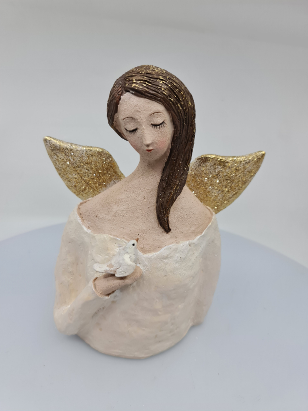 Vianočný anjel, svetloružovkastý, 22x14 cm