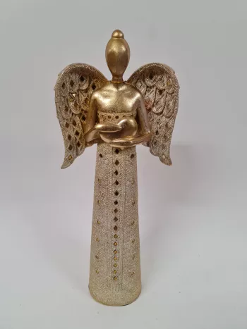 Dekoračný anjel, medená farba, 52x18 cm