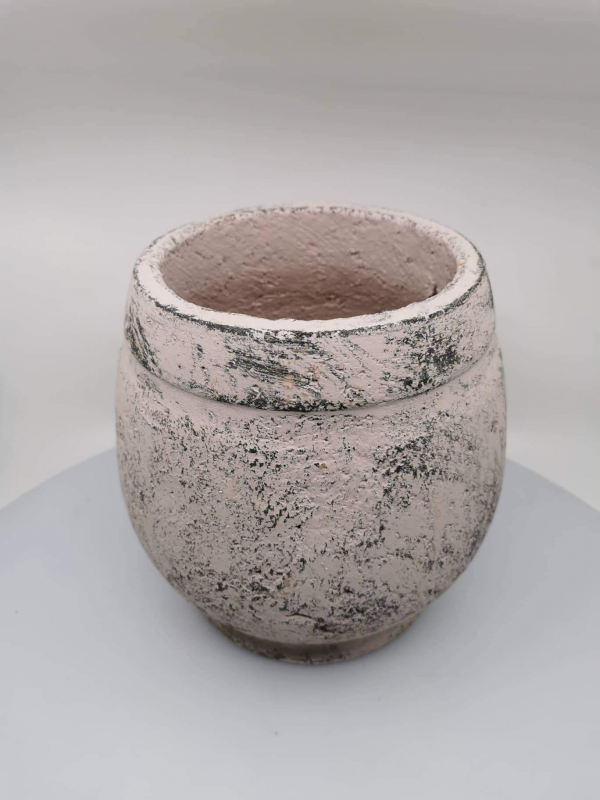 Betónový obal na kvety, ružovkastý, 21x21 cm