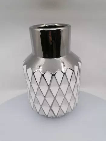 Keramická váza bielo-strieborná 26x17cm
