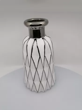 Keramická váza bielo-strieborná 25x13cm